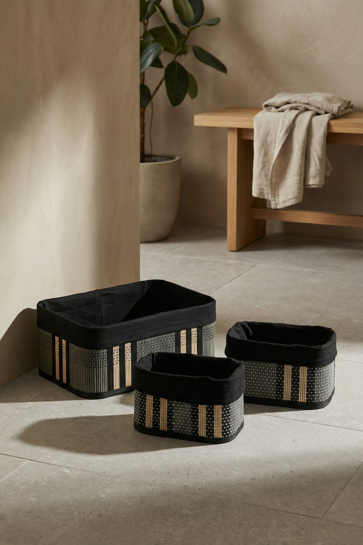 Nordic 3 lü Bambu Sepet Seti