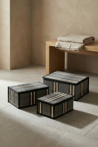 Nordic 3 lü Kapaklı Bambu Sepet Seti - 1