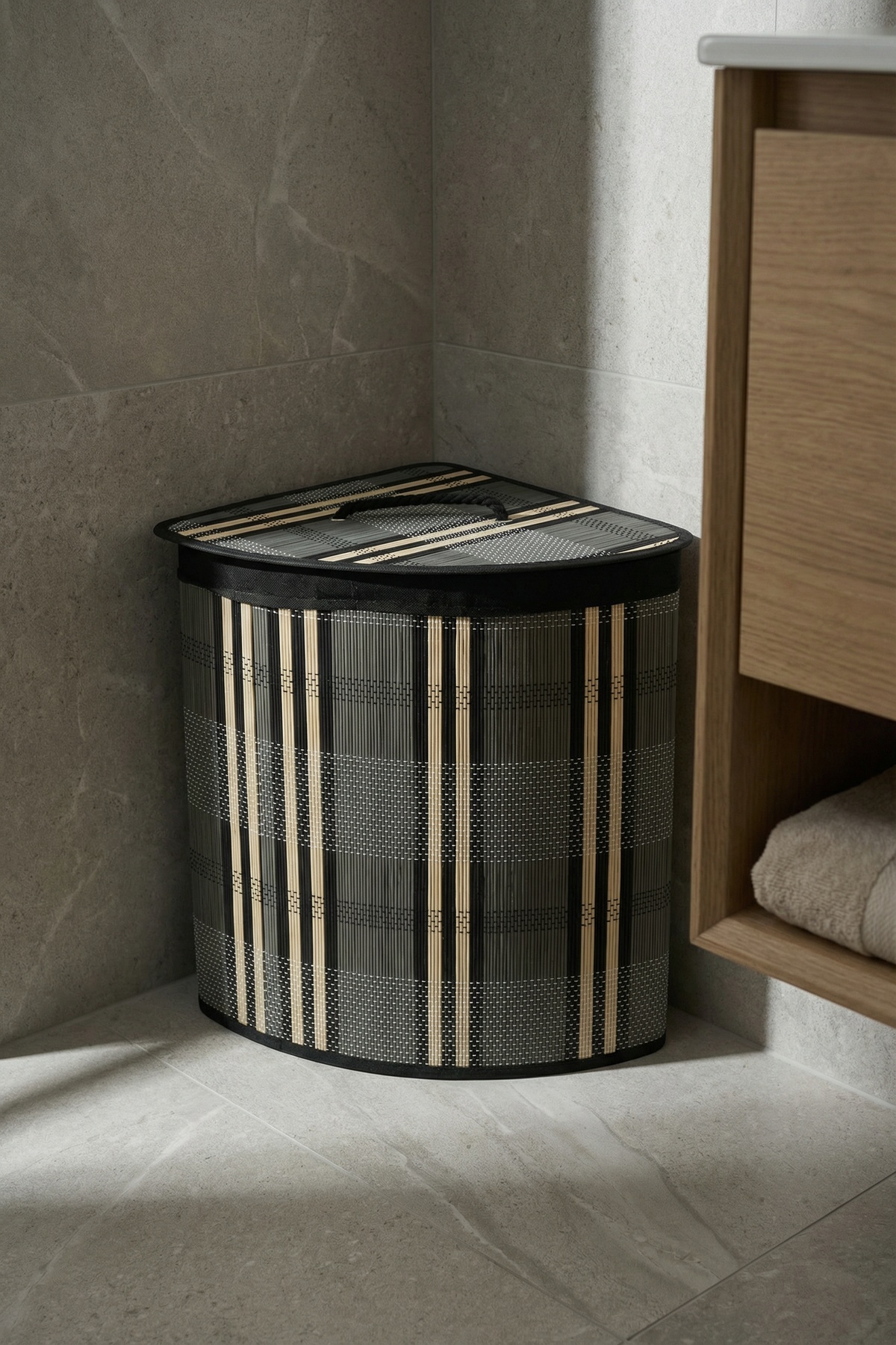 Nordic Köşeli Bambu Sepet - 50 cm