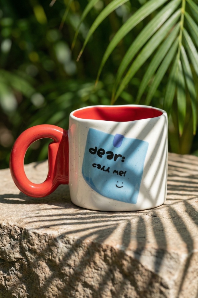 Notes Porselen Kupa Kırmızı - 485 ml - 1