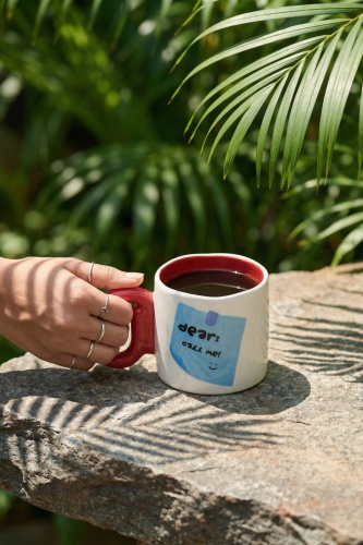 Notes Porselen Kupa Kırmızı - 485 ml - 2