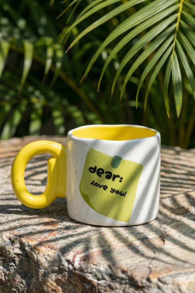 Notes Porselen Kupa Sarı - 485 ml - 1