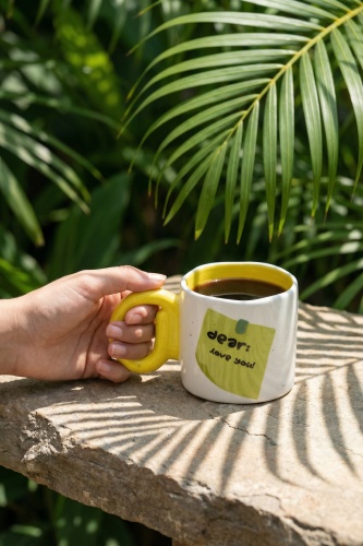 Notes Porselen Kupa Sarı - 485 ml - 2