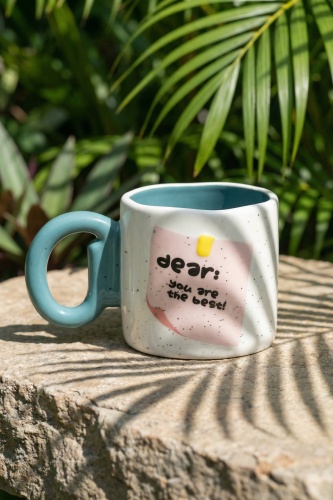 Notes Porselen Kupa Yeşil - 485 ml - Acar