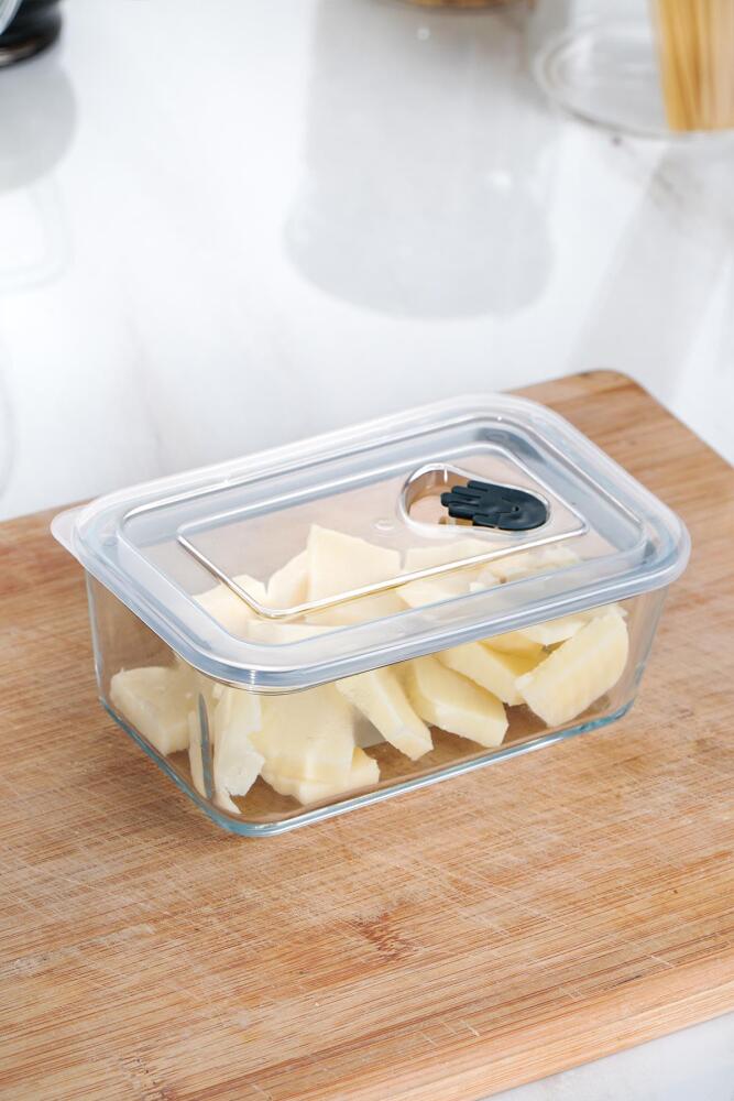 Olivia Rectangular Vacuum Glass Storage Container - 0.45 Lt - 1