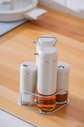 Orion 5 Parça Cam Yağlık Sirkelik ve Baharat Takımı - Acar