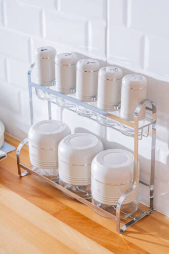 Orion8 li Metal Standlı Cam Baharatlık Takımı - Acar