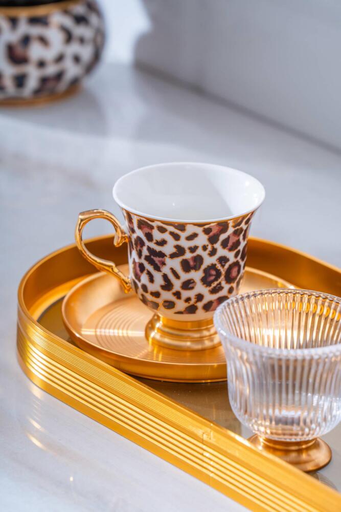 Ortigia 2 Kişilik Cam Tepsili Kahve Fincanı Takımı - 90 ml - 4