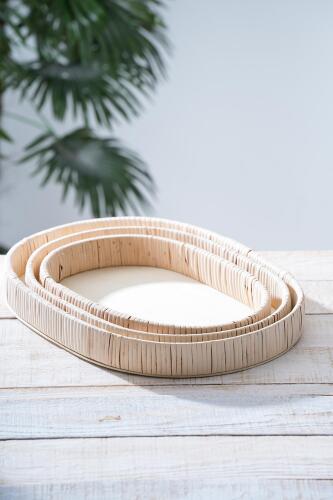 Oval 3 Parça Hasır Tepsi - Acar