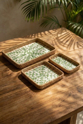 Palma 3 lü Bambu Sunum Tepsi Seti - 1