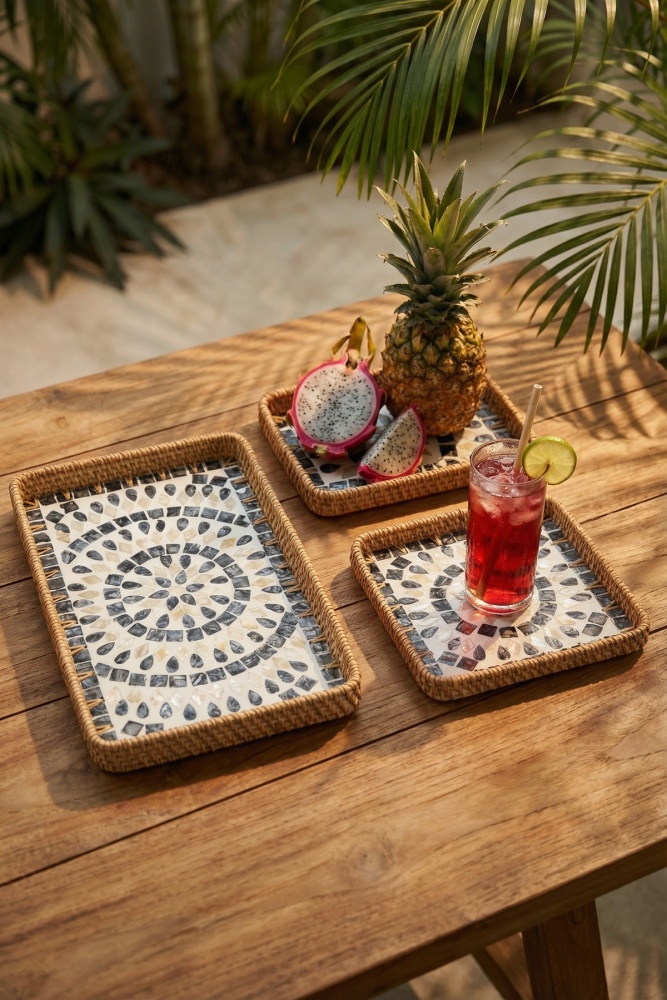 Palma 3 lü Bambu Sunum Tepsi Seti - 3