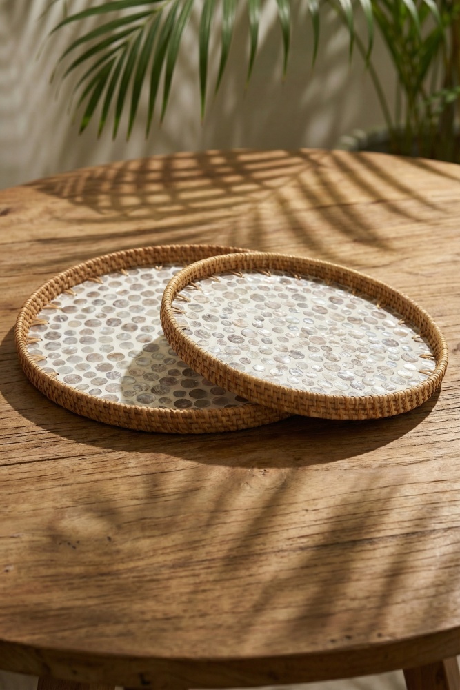 Palma Yuvarlak Bambu Sunum Tepsi Seti - 1