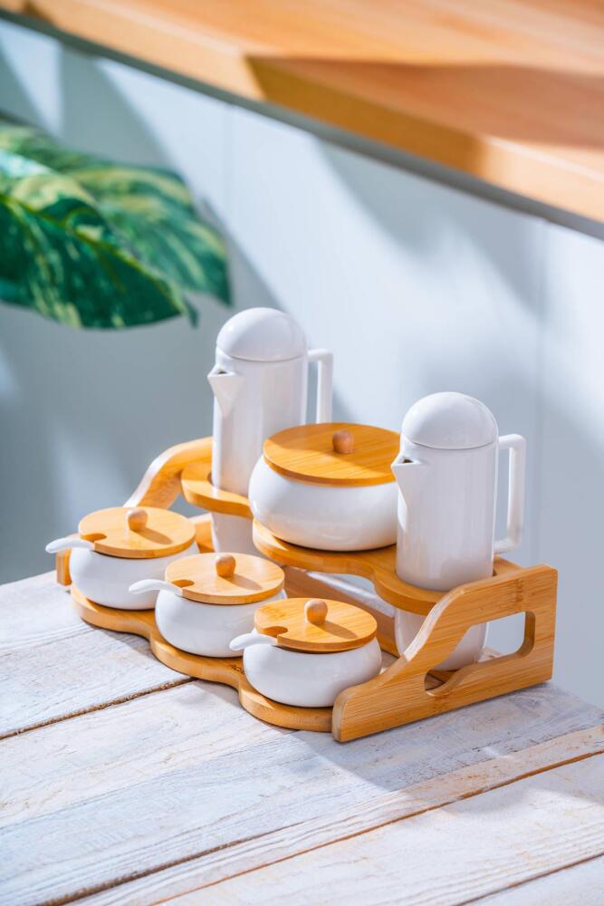 Pamira 6 lı Porselen Yağlık/Sirkelik Baharatlık Seti - 1