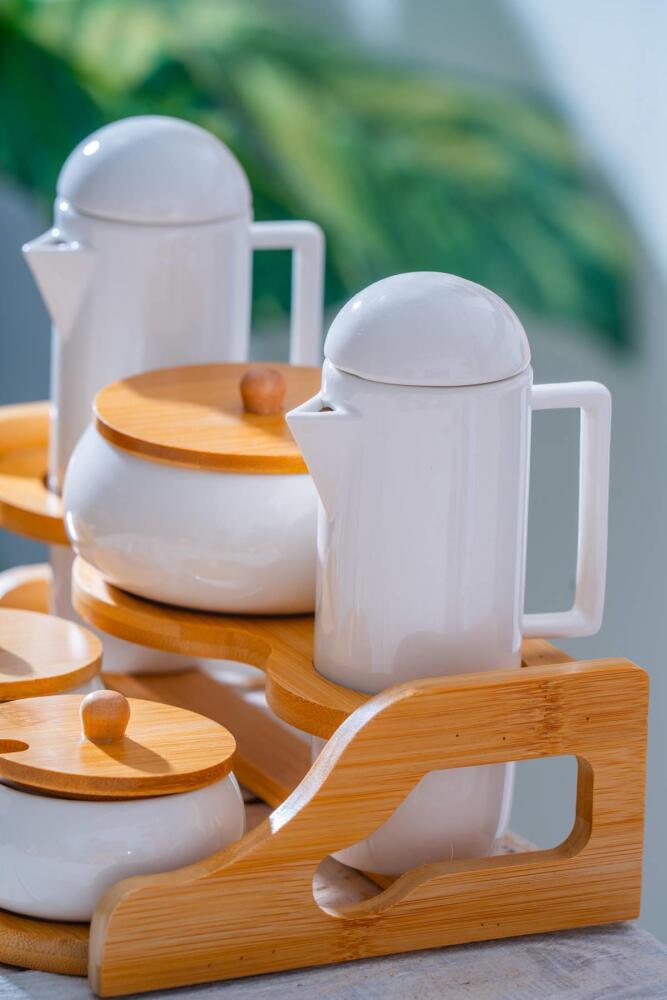 Pamira 6 lı Porselen Yağlık/Sirkelik Baharatlık Seti - 3