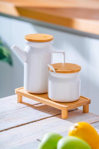 Pamira Bambu Standlı Yağlık & Baharatlık Seti - Acar