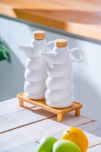 Pamira Bambu Standlı Yağlık & Sirkelik Seti - 600 ml - Acar