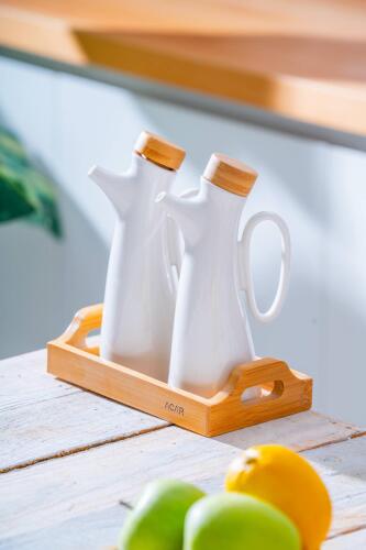 Pamira Bambu Standlı Yağlık & Sirkelik Seti - Acar