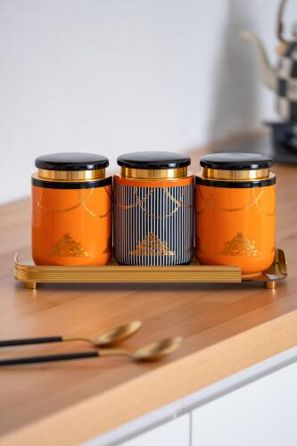 Pansy Posy 4 Parça Cam Tepsili Kavanoz Seti - Acar