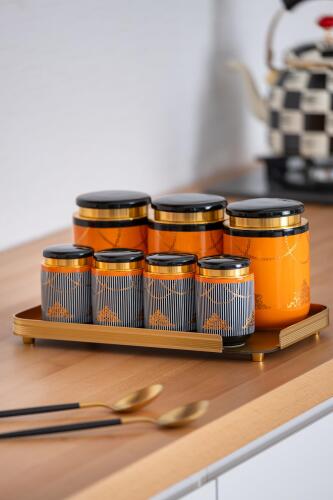 Pansy Posy 8 Parça Cam Tepsili Kavanoz Seti - Acar