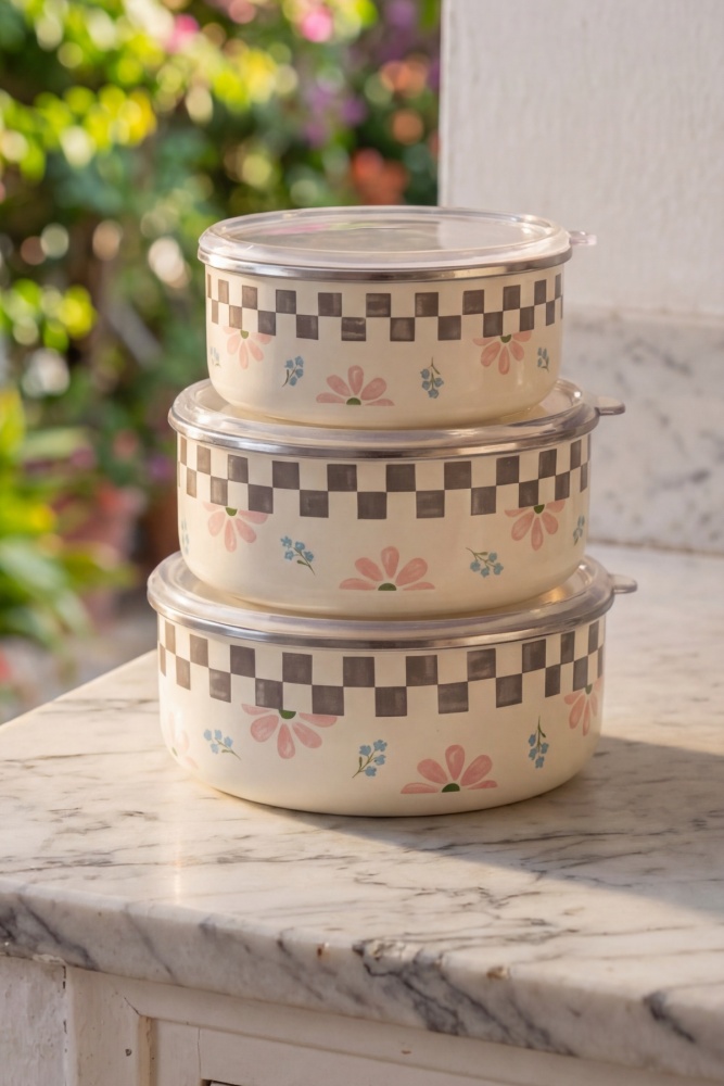 Paradise Emaye 3 lü Saklama Kabı Seti - 4