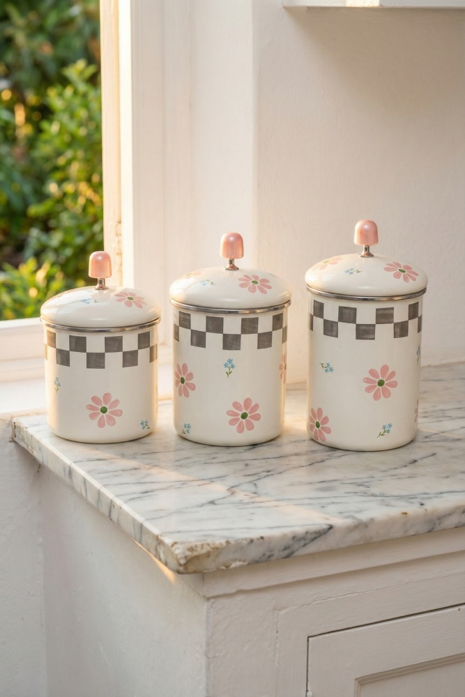 Paradise Emaye 3 Parça Kavanoz Seti - 1