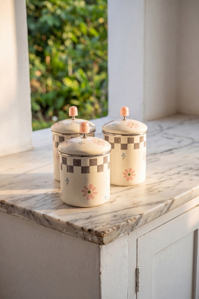 Paradise Emaye 3 Parça Kavanoz Seti - 2