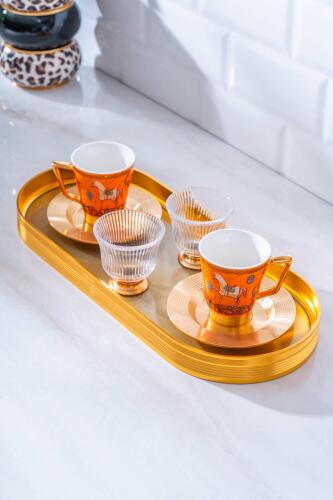 Passifolia 2 Kişilik Cam Tepsili Kahve Fincanı Takımı - 90 ml - Acar