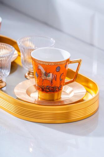 Passifolia 2 Kişilik Cam Tepsili Kahve Fincanı Takımı - 90 ml - 2