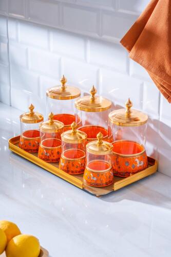 Passifolia 8 Parça Tepsili Cam Baharat Kavanoz Seti - Acar