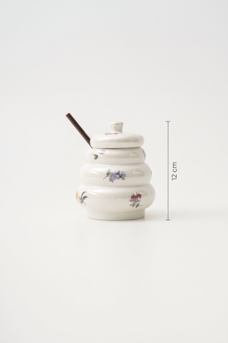 Petit Fleur Bambu Kaşıklı Porselen Bal Kavanozu - 12 cm - 4