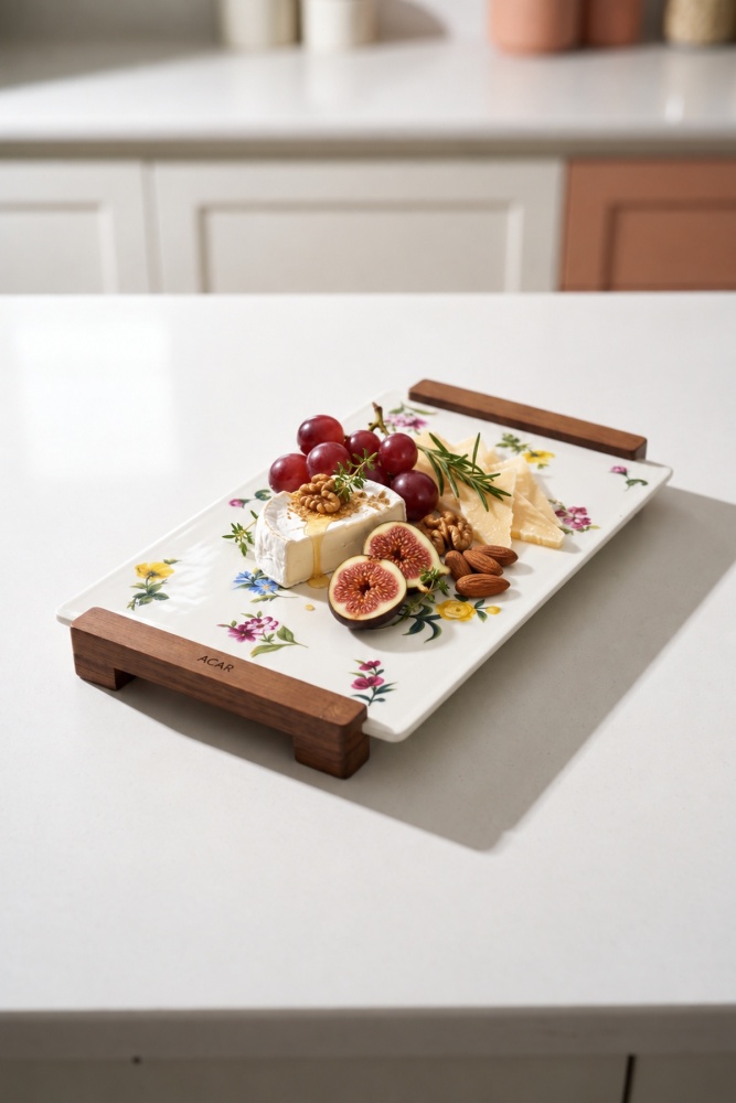 Petit Fleur Bambu Saplı Sunum Tabağı - 33 cm - 1