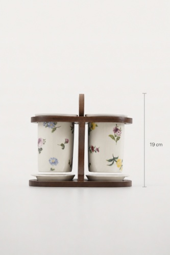 Petit Fleur Bambu Standlı Porselen Kaşıklık - 19 cm - 5