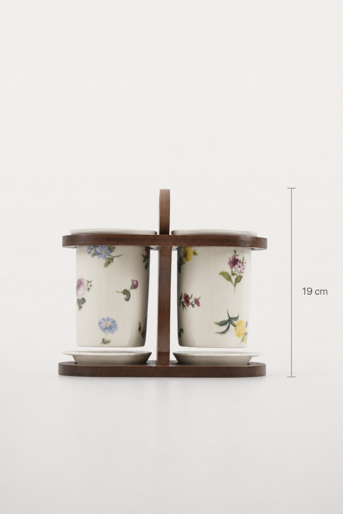 Petit Fleur Bambu Standlı Porselen Kaşıklık - 19 cm - 5