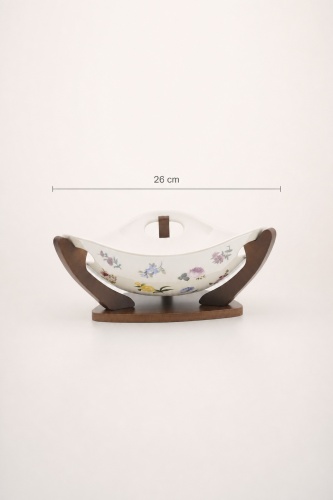 Petit Fleur Bambu Standlı Porselen Salata Kasesi - 26 cm - 4