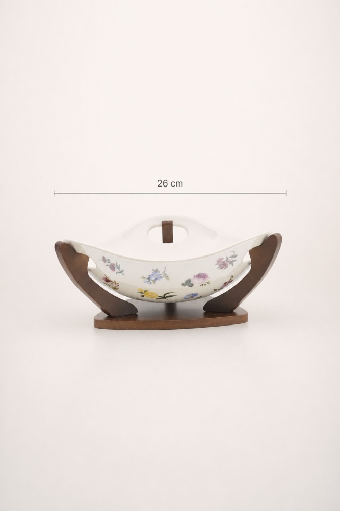 Petit Fleur Bambu Standlı Porselen Salata Kasesi - 26 cm - 4