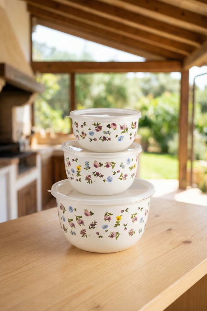 Petit Fleur Emaye 3 lü Saklama & Karıştırma Kabı - 1