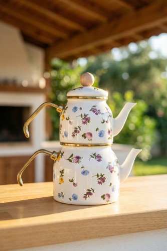Petit Fleur Emaye Mini Çaydanlık Takımı - Acar