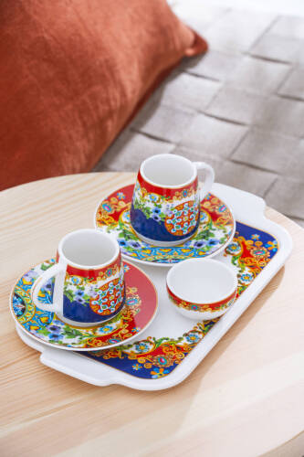 Pienza 2 Kişilik Tepsili Kahve Fincan Takımı - 100 ml - Acar