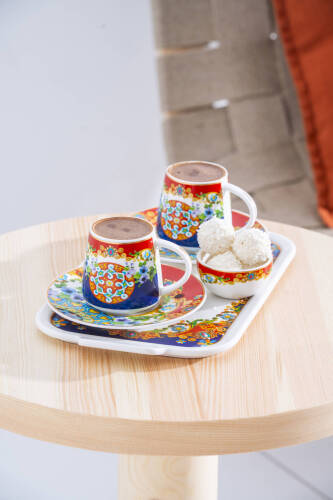Pienza 2 Kişilik Tepsili Kahve Fincan Takımı - 100 ml - 14