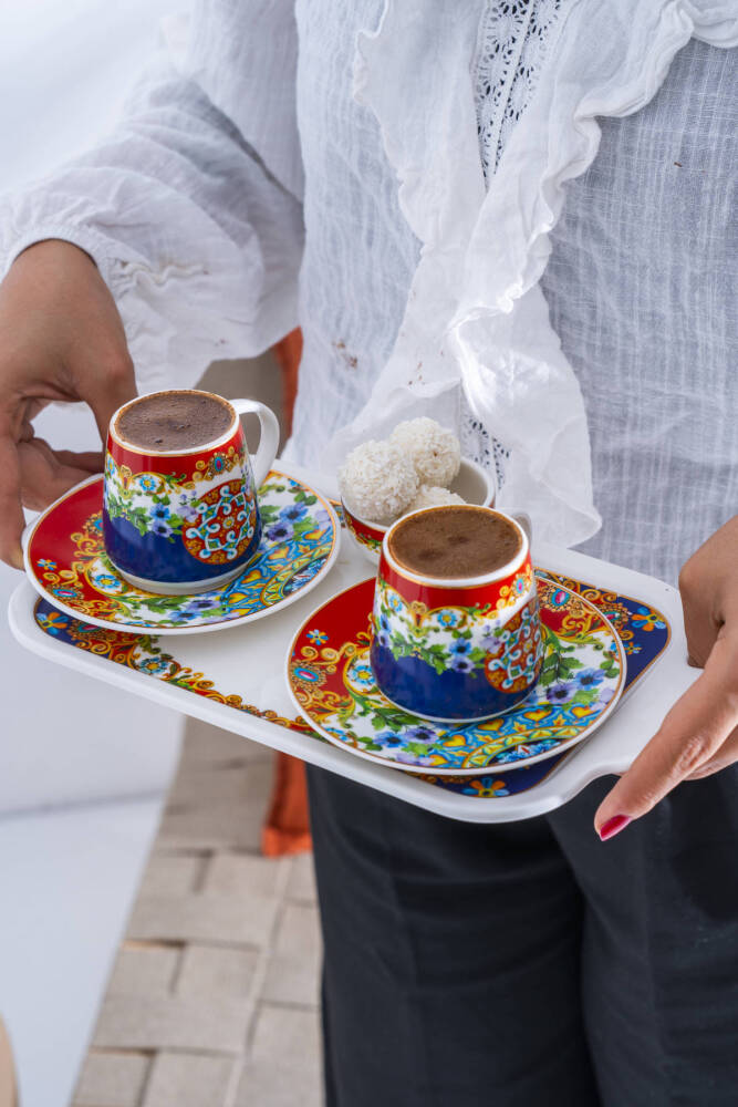 Pienza 2 Kişilik Tepsili Kahve Fincan Takımı - 100 ml - 6