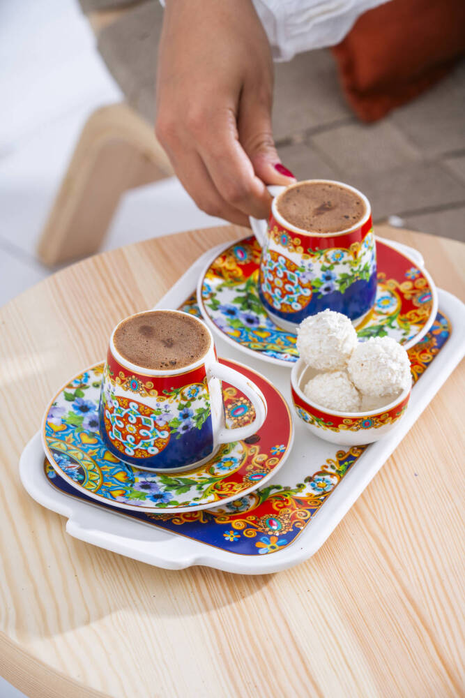 Pienza 2 Kişilik Tepsili Kahve Fincan Takımı - 100 ml - 11