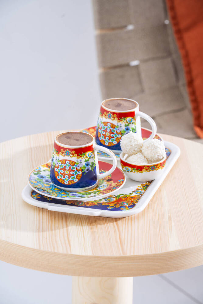Pienza 2 Kişilik Tepsili Kahve Fincan Takımı - 100 ml - 14