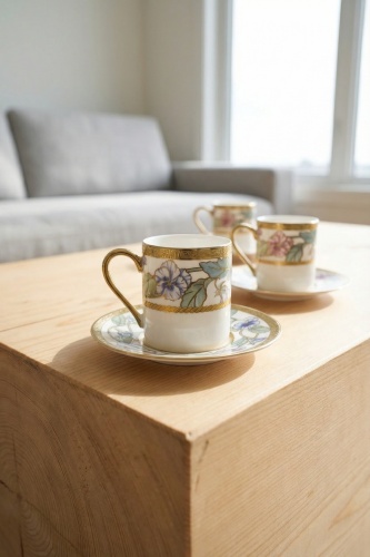 Portia 6 Kişilik Porselen Kahve Fincan Takımı - 90 ml - 2