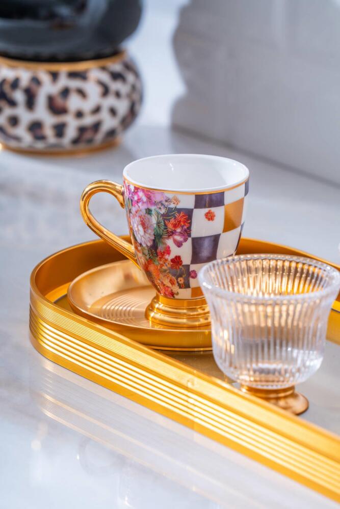 Portofina 2 Kişilik Cam Tepsili Kahve Fincanı Takımı - 90 ml - 4