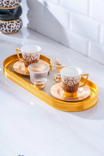 Pronto 2 Kişilik Cam Tepsili Kahve Fincanı Takımı - 90 ml - 6