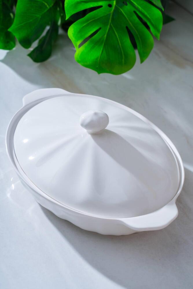 Pure Carmen Oval Kapaklı Sunum Tabak - 34 cm - 1