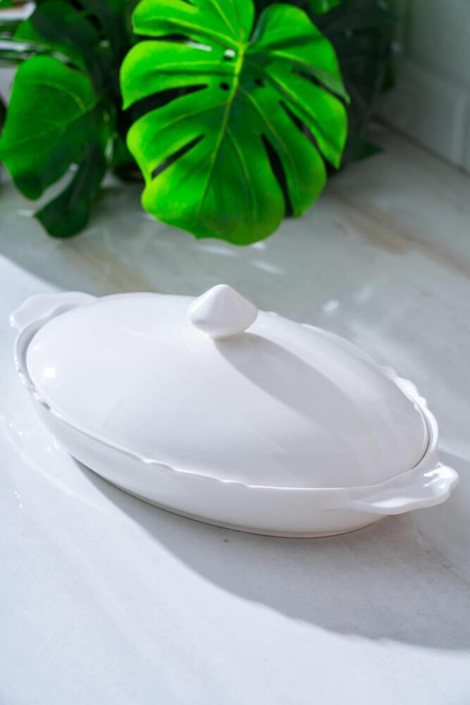 Pure Carmen Oval Kapaklı Sunum Tabak - 34 cm - 1