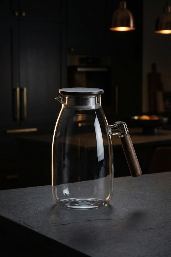 PureGlass Akasya Kapaklı Cam Sürahi - 2200 ml - 3