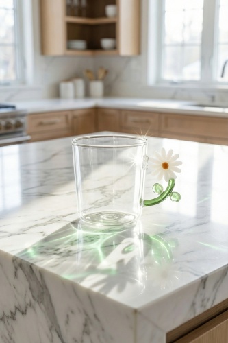 PureGlass Çiçek Kulplu Cam Kupa - 350 ml - 2