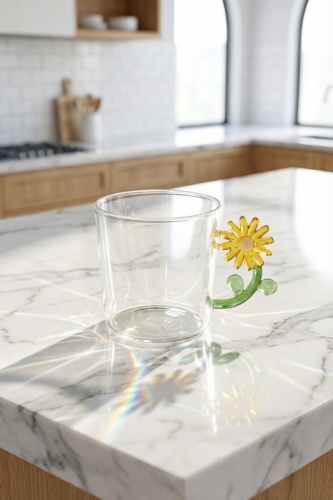 PureGlass Çiçek Kulplu Cam Kupa - 350 ml - 2